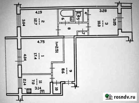 3-комнатная квартира, 66 м², 9/9 эт. на продажу в Череповце Череповец