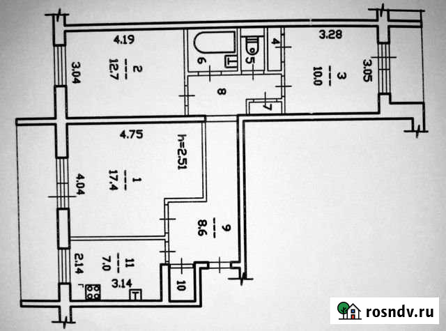 3-комнатная квартира, 66 м², 9/9 эт. на продажу в Череповце Череповец - изображение 1