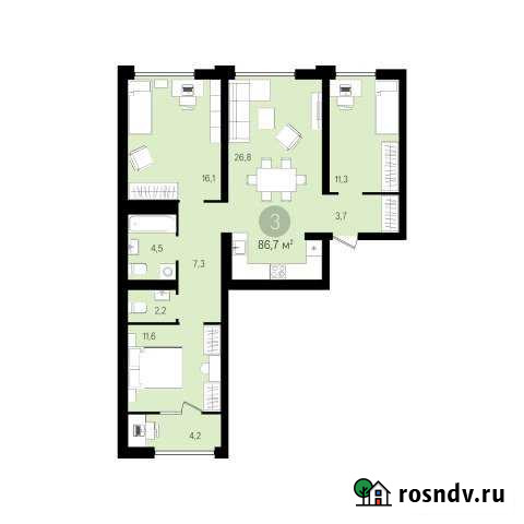 3-комнатная квартира, 86 м², 4/15 эт. на продажу в Екатеринбурге Екатеринбург - изображение 1