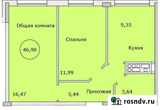 1-комнатная квартира, 46 м², 7/9 эт. на продажу в Яблоновском Яблоновский - изображение 1