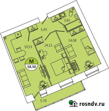 3-комнатная квартира, 59 м², 12/12 эт. на продажу в Северодвинске Северодвинск - изображение 1