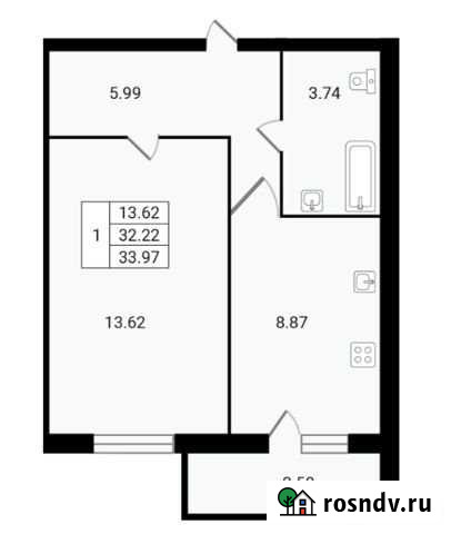 1-комнатная квартира, 34 м², 7/8 эт. на продажу в Сертолово Сертолово - изображение 1