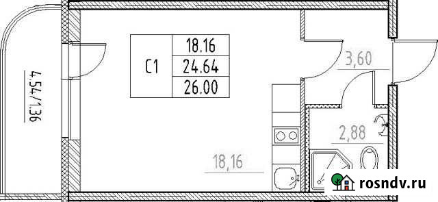 Квартира-студия, 28 м², 3/12 эт. на продажу в Буграх Бугры - изображение 1