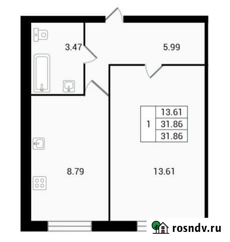1-комнатная квартира, 31 м², 1/8 эт. на продажу в Сертолово Сертолово - изображение 1