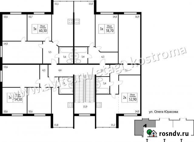 1-комнатная квартира, 38 м², 2/3 эт. на продажу в Костроме Кострома - изображение 1