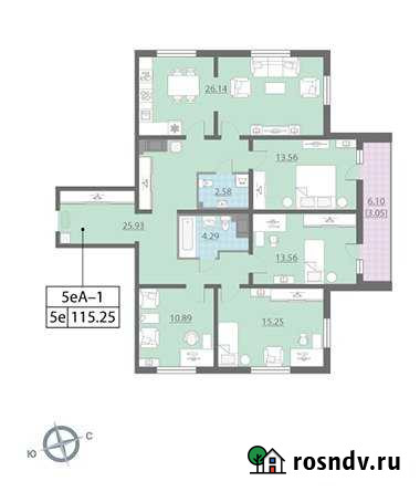 4-комнатная квартира, 115 м², 23/25 эт. на продажу в Санкт-Петербурге Санкт-Петербург - изображение 1