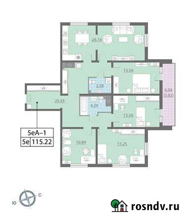 4-комнатная квартира, 115 м², 18/25 эт. на продажу в Санкт-Петербурге Санкт-Петербург - изображение 1