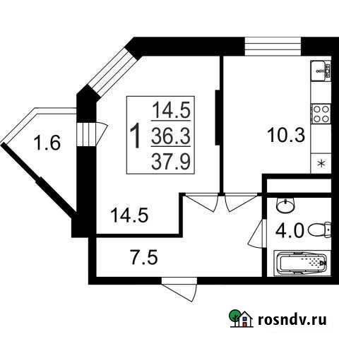 1-комнатная квартира, 37 м², 6/7 эт. на продажу в Пироговском Пироговский - изображение 1