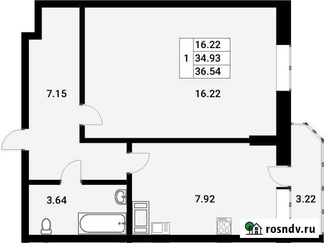 1-комнатная квартира, 38 м², 15/19 эт. на продажу в Буграх Бугры - изображение 1