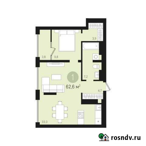 1-комнатная квартира, 62 м², 15/16 эт. на продажу в Сургуте Сургут - изображение 1