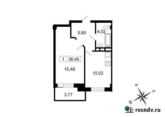 1-комнатная квартира, 36 м², 9/10 эт. на продажу в поселке Свердлова Свердлова - изображение 1