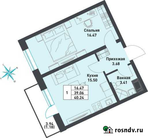 1-комнатная квартира, 40 м², 5/9 эт. на продажу в поселке Свердлова Свердлова - изображение 1