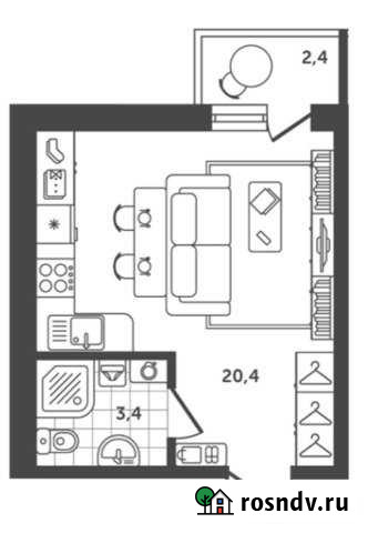 Студия, 24 кв.м., 2/3 эт. Новороссийск - изображение 1