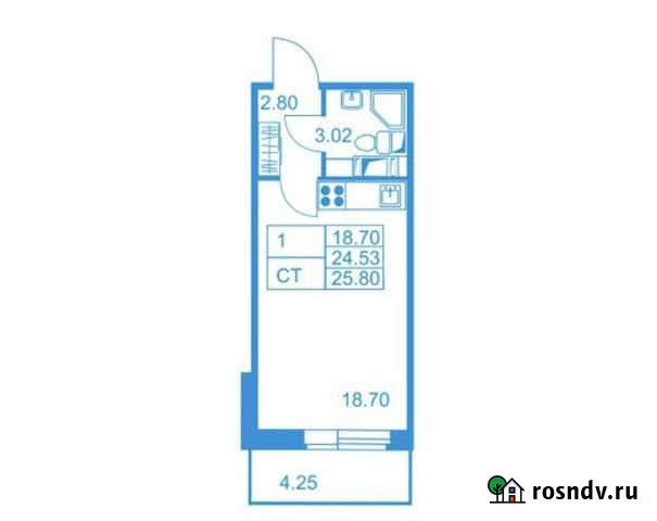 Студия, 25.8 кв.м., 7/11 эт. Пушкин - изображение 1