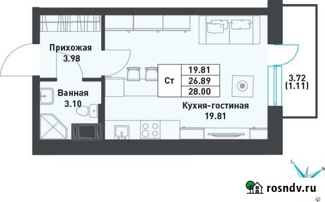 Студия, 28 кв.м., 7/9 эт. Свердлова - изображение 1
