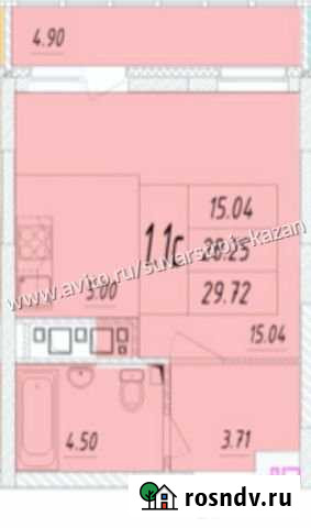 Студия, 29.7 кв.м., 18/25 эт. Казань - изображение 1