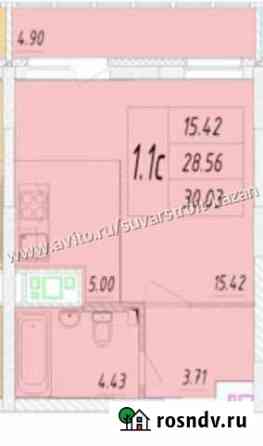 Студия, 30 кв.м., 3/25 эт. Казань