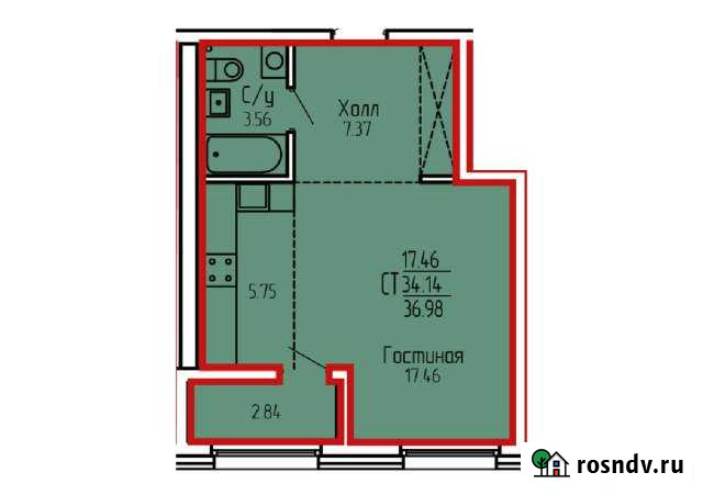 Студия, 37 кв.м., 3/19 эт. Уфа - изображение 1