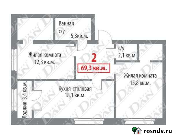 Студия, 69.3 кв.м., 8/16 эт. Челябинск - изображение 1