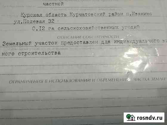 Участок СНТ, ДНП 12 сот. на продажу в Курчатове Курчатов