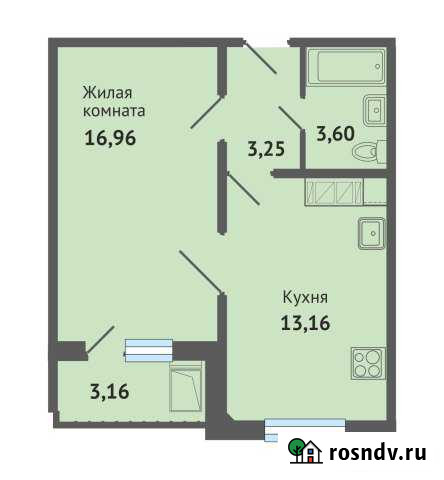 1-комнатная квартира, 40.1 м², 3/14 эт. на продажу в Медведево Медведево - изображение 1
