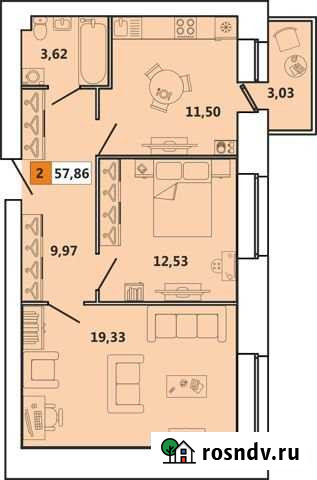 2-комнатная квартира, 58 м², 5/5 эт. на продажу в Северодвинске Северодвинск - изображение 1