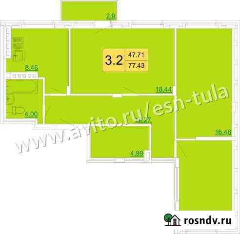 3-комнатная квартира, 80.3 м², 2/5 эт. на продажу в Туле Тула