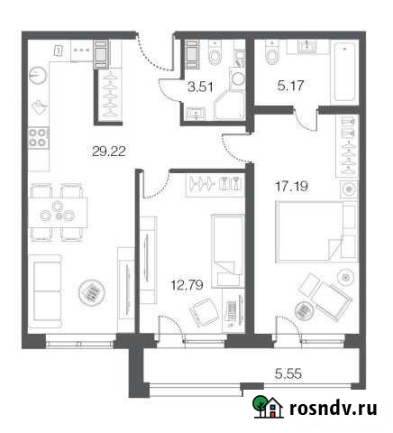 2-комнатная квартира, 67.9 м², 3/5 эт. на продажу в Сестрорецке Сестрорецк - изображение 1
