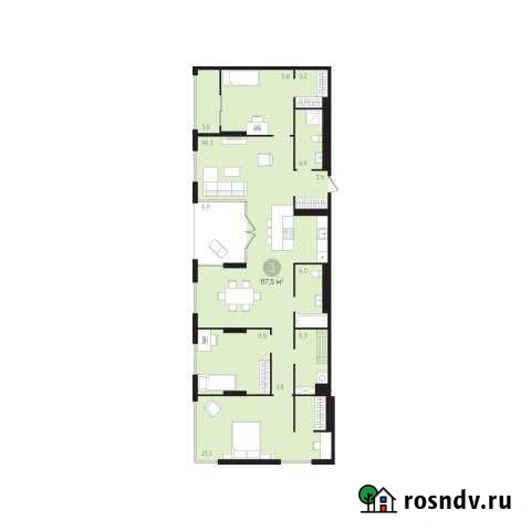 3-комнатная квартира, 117.4 м², 10/10 эт. на продажу в Тюмени Тюмень - изображение 1