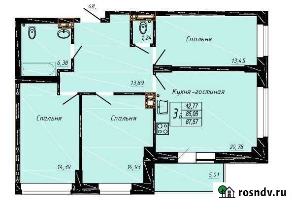 3-комнатная квартира, 90 м², 7/24 эт. на продажу в Ростове-на-Дону Ростов-на-Дону - изображение 1