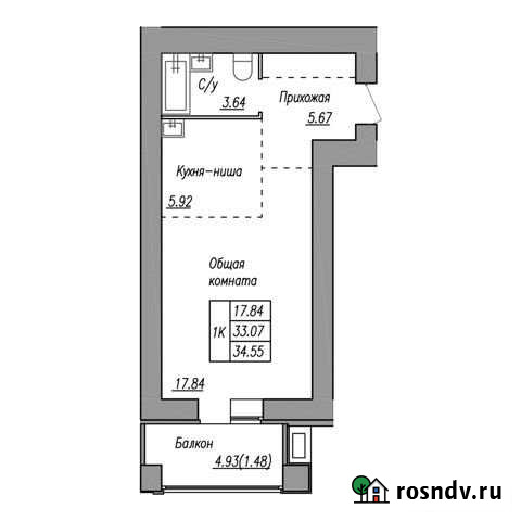 Квартира-студия, 34 м², 9/15 эт. на продажу в Барнауле Барнаул - изображение 1