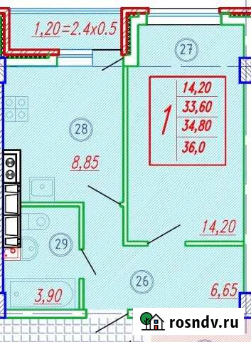 1-комнатная квартира, 36 м², 6/10 эт. на продажу в Яблоновском Яблоновский - изображение 1