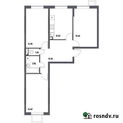 3-комнатная квартира, 74.8 м², 1/17 эт. на продажу в Октябрьском Московской области Октябрьский - изображение 1