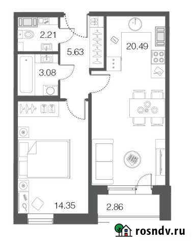 1-комнатная квартира, 45.7 м², 2/5 эт. на продажу в Сестрорецке Сестрорецк - изображение 1