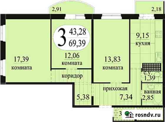3-комнатная квартира, 69 м², 12/16 эт. на продажу в Тюмени Тюмень