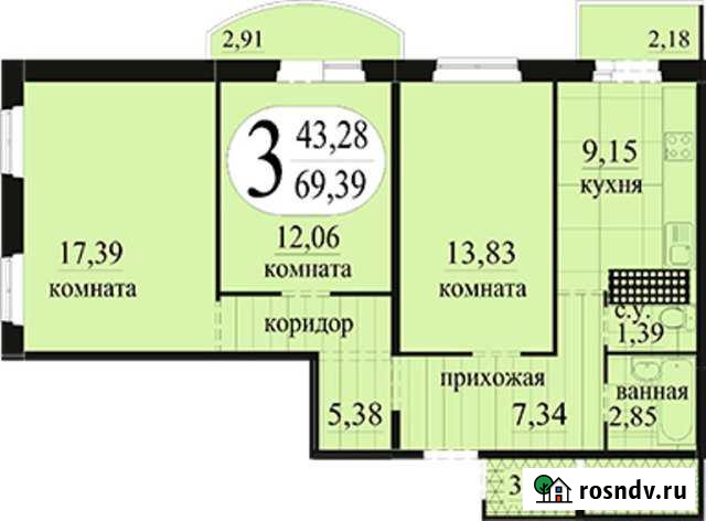 3-комнатная квартира, 69 м², 12/16 эт. на продажу в Тюмени Тюмень - изображение 1