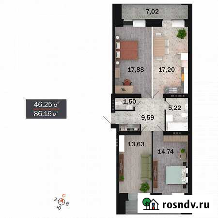 3-комнатная квартира, 89 м², 6/16 эт. на продажу в Тюмени Тюмень - изображение 1