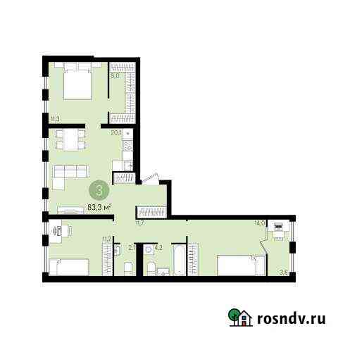 3-комнатная квартира, 83.3 м², 2/7 эт. на продажу в Екатеринбурге Екатеринбург