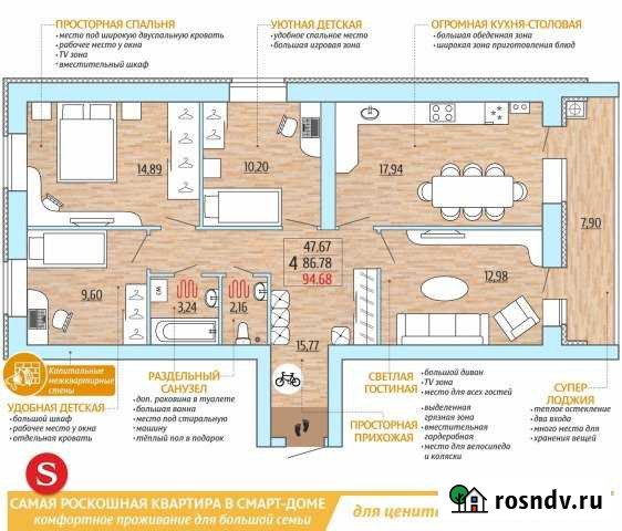 4-комнатная квартира, 94.7 м², 8/10 эт. на продажу в Рыбном Рыбное - изображение 1