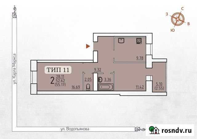 2-комнатная квартира, 55.2 м², 2/10 эт. на продажу в Сыктывкаре Сыктывкар - изображение 1