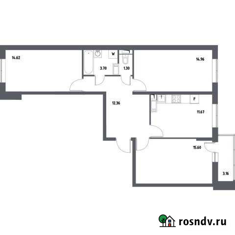 3-комнатная квартира, 75.8 м², 13/17 эт. на продажу в Октябрьском Московской области Октябрьский - изображение 1