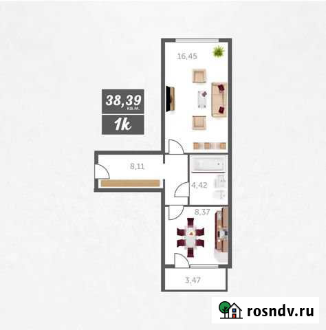 1-комнатная квартира, 38.4 м², 1/3 эт. на продажу в Волоколамске Волоколамск - изображение 1