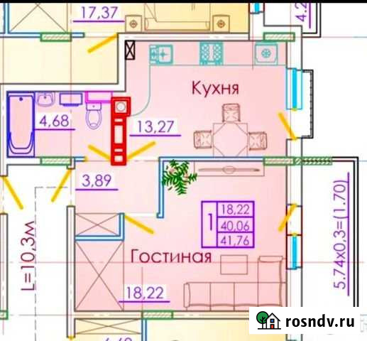 1-комнатная квартира, 42 м², 2/7 эт. на продажу в Геленджике Геленджик - изображение 1
