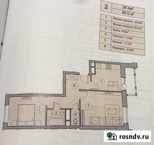 2-комнатная квартира, 49 м², 5/9 эт. на продажу в Красногорске Московской области Красногорск - изображение 1