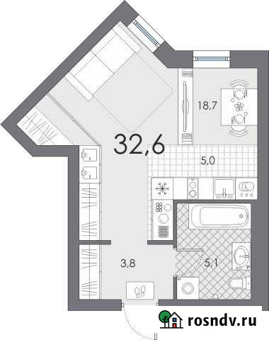 Квартира-студия, 32.6 м², 5/24 эт. на продажу в Тюмени Тюмень - изображение 1