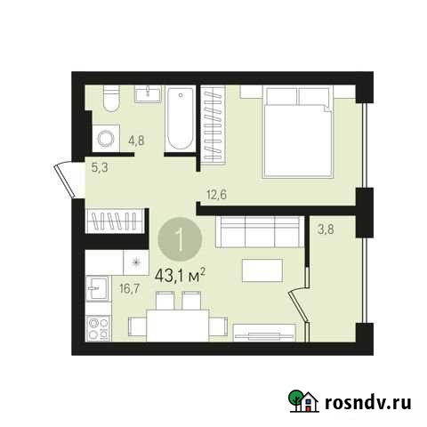 1-комнатная квартира, 43 м², 8/10 эт. на продажу в Сургуте Ханты-Мансийского АО Сургут - изображение 1