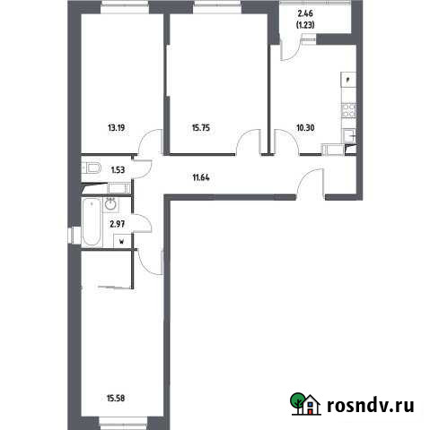 3-комнатная квартира, 72.2 м², 13/17 эт. на продажу в Октябрьском Московской области Октябрьский - изображение 1