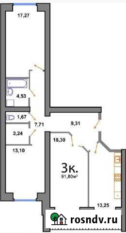 3-комнатная квартира, 92 м², 2/9 эт. на продажу в Тольятти Тольятти - изображение 1