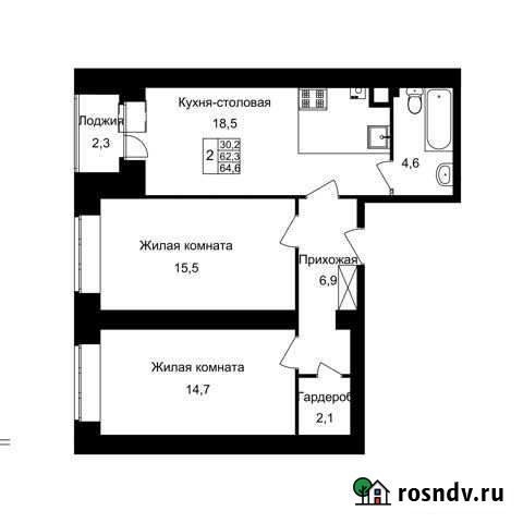 2-комнатная квартира, 64.6 м², 4/10 эт. на продажу в Твери Тверь - изображение 1