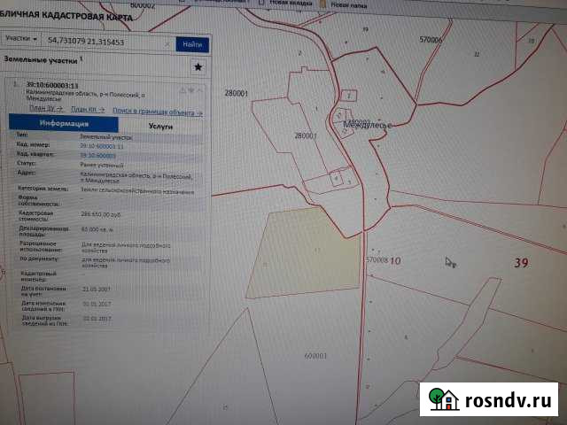 Участок СНТ, ДНП 63 сот. на продажу в Знаменске Калининградской области Знаменск - изображение 1